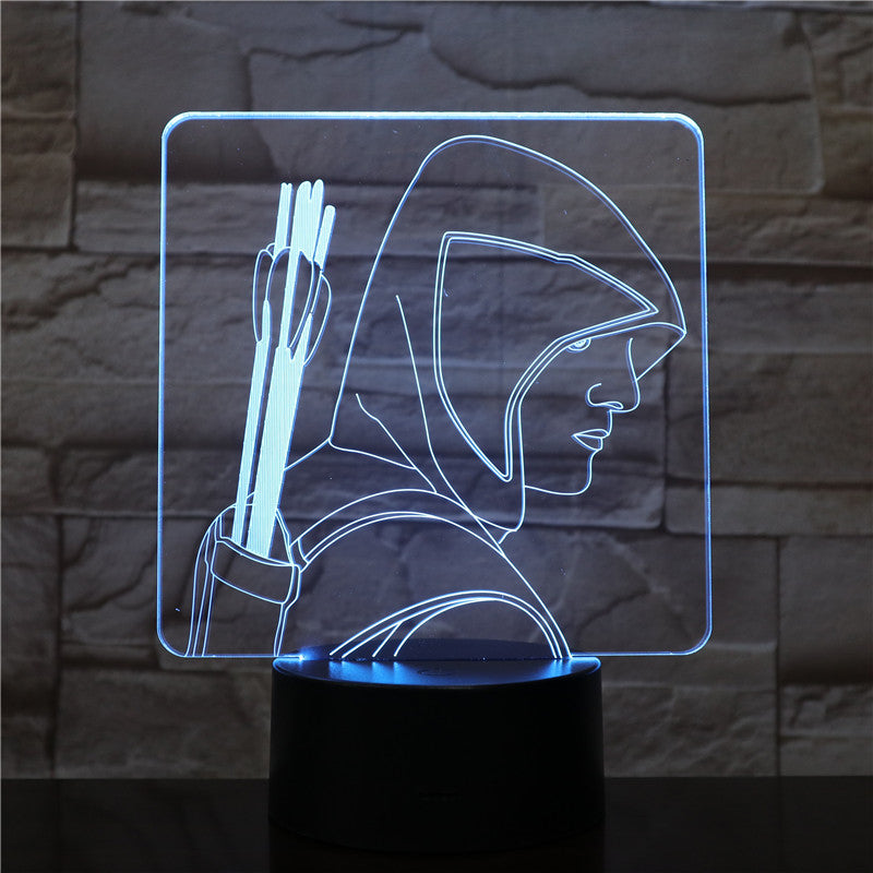 3D-2139 Man With Arrows LED Acrylic Night Light with 7 Colors Touch Remote Control Illusion Change Gift