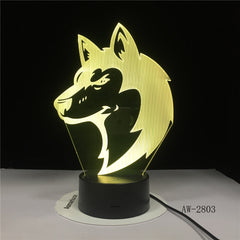 3D Animal Wolfs Head Table Lamp LED USB Creative Baby Sleep Night Light Bedside Light Fixture Bedroom Decor Kids Gifts AW-2803