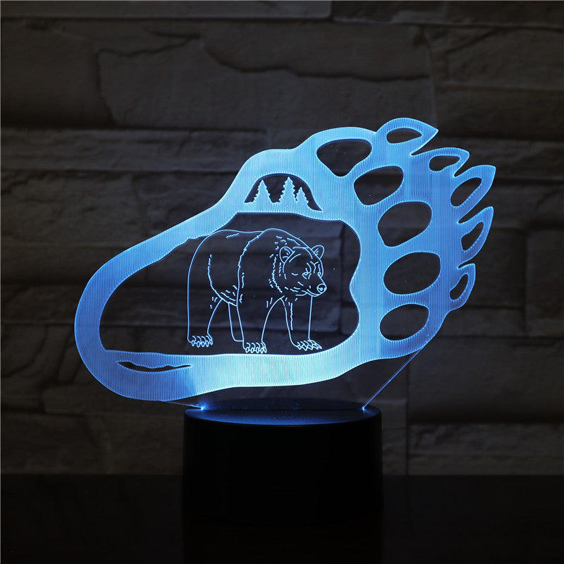Bear Design Paw Shape LED 3D Night Light with 16 Colors Remote Change Kids Sleeping Night Atmosphere3D-2248 Dropshipping