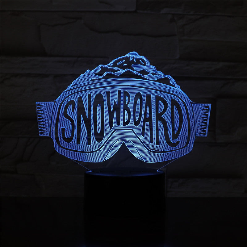 3D-2530 Snowboard Glass Shape LED Acrylic Night Light with 7 Colors Touch Remote Control Illusion Change Gift for Lovers