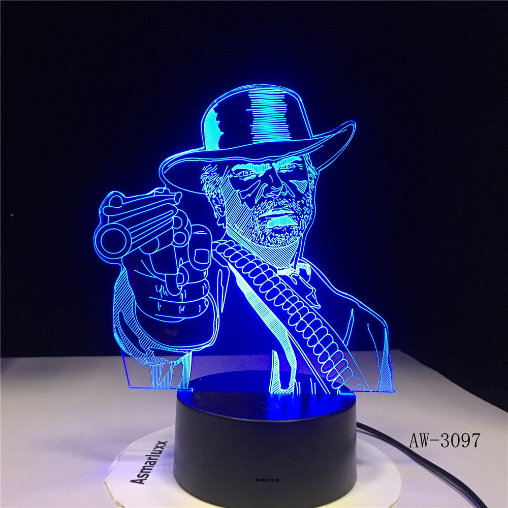 Red Dead Redemption 2 3D Table Lamp Kids Adult LED Colorful Touch Lamp Bedroom Remote Control Night Luminous Game Toys AW-3097