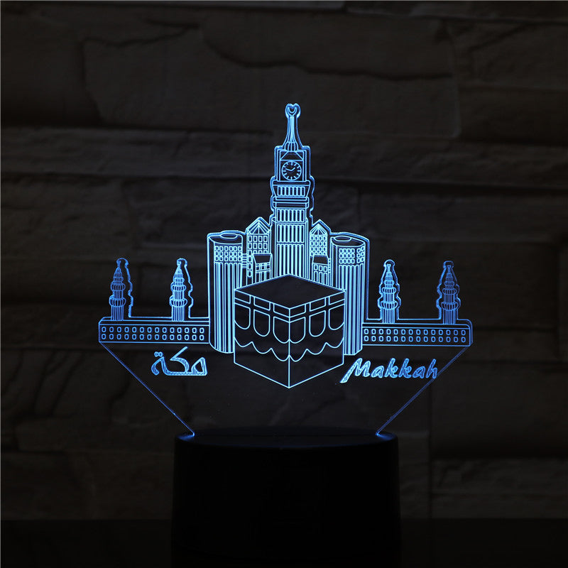 Mecca Mosque Makka Usb 3D Led Night Light Lamp Decoration RGB Kids Baby Gift Famous Buildings Table Lamp Bedside Decor AW-1575