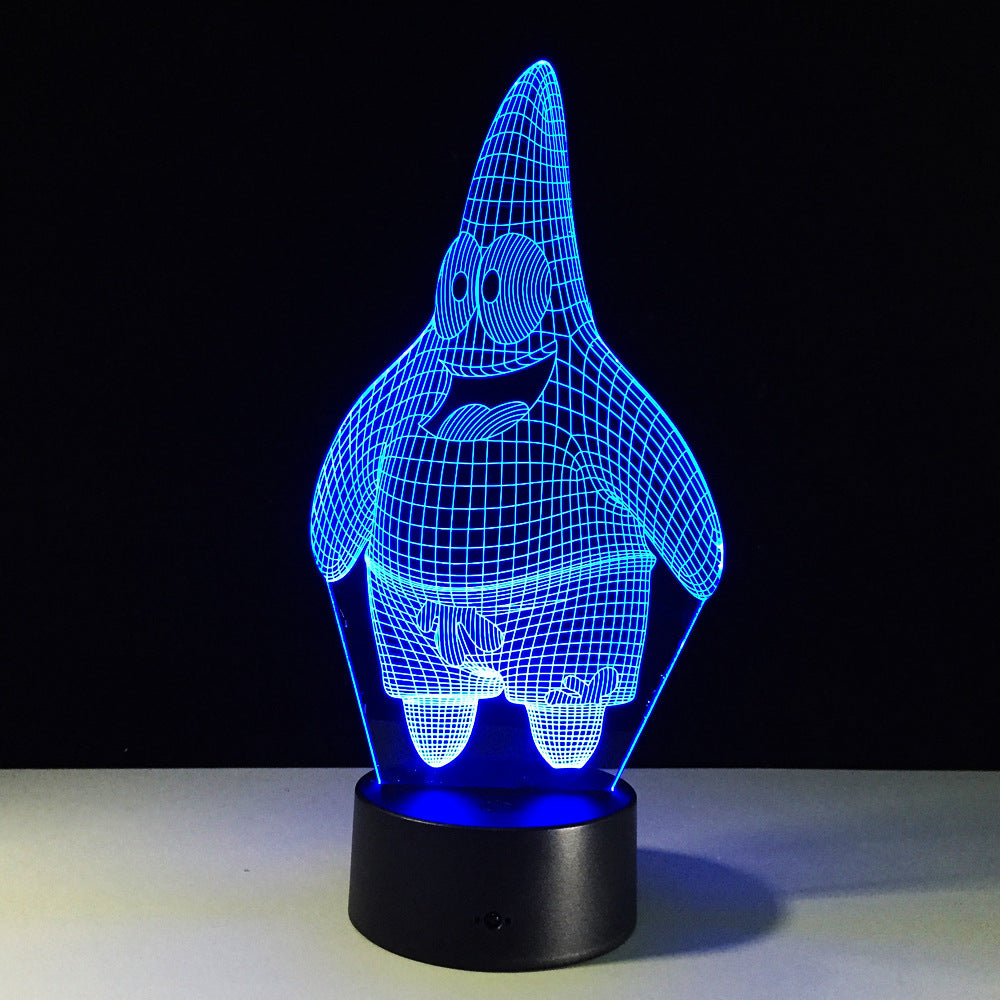 Cartoon Patrick Star Acrylic 7 Colors Desk Lamp 3D Lamp Novelty Led Night Light Spongebob Square Pants LED Vision Stereo Lamp