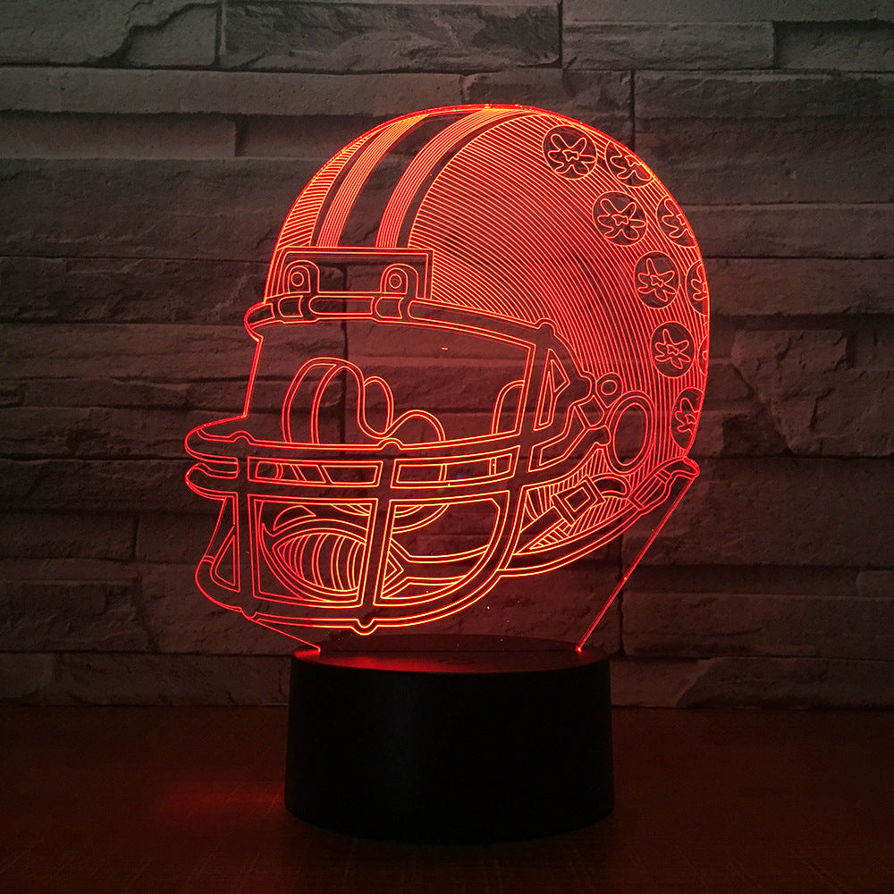 American Football Helmet Sports Caps 3D Lamp Team Logo Multicolors Lava LED Lighting Night Luminaria Best Fans Gift