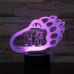 Bear Design Paw Shape LED 3D Night Light with 16 Colors Remote Change Kids Sleeping Night Atmosphere3D-2248 Dropshipping