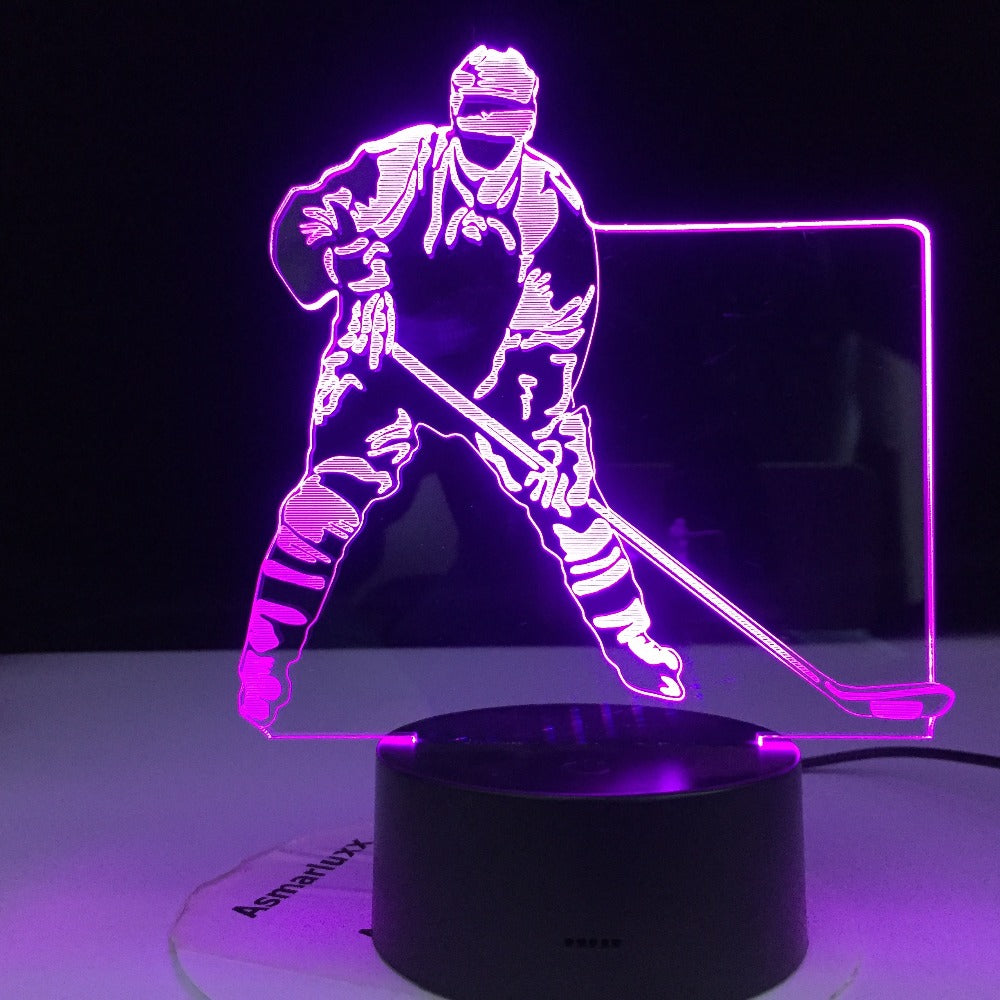 Colorful Touch 3d Led Night Light Hockey Lamp USB Illusion Atmosphere Table Lamp for Children Baby Kids Gift Bedside Bedroom