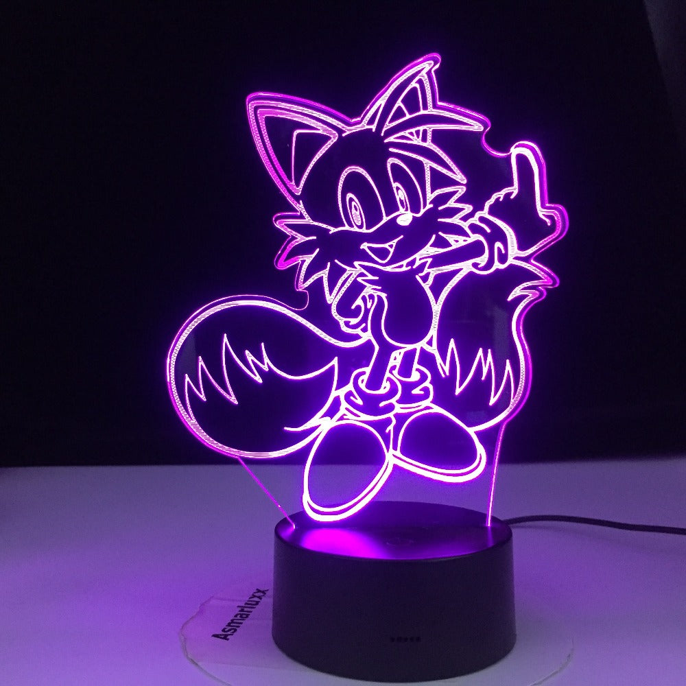 Cartoon Night Light ABS Base With Acrylic Light Borad Optical illusion Sonic the Hedgehog Amine Desk Lamp Dropshipping