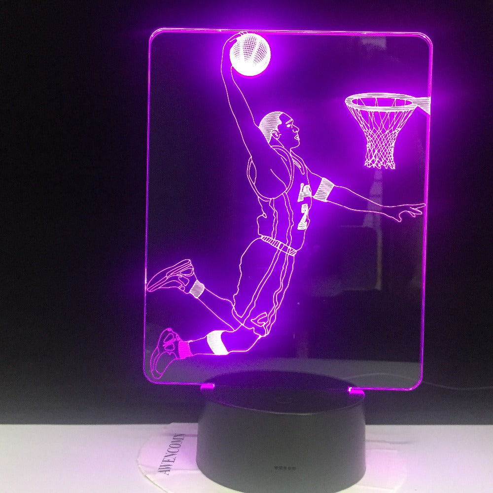 Slum Dunk Figure 3d LED Night Light Lamp Jordan Sports Basketball Home Decoration Birthday Gift for Kids Boy Child Nightlight