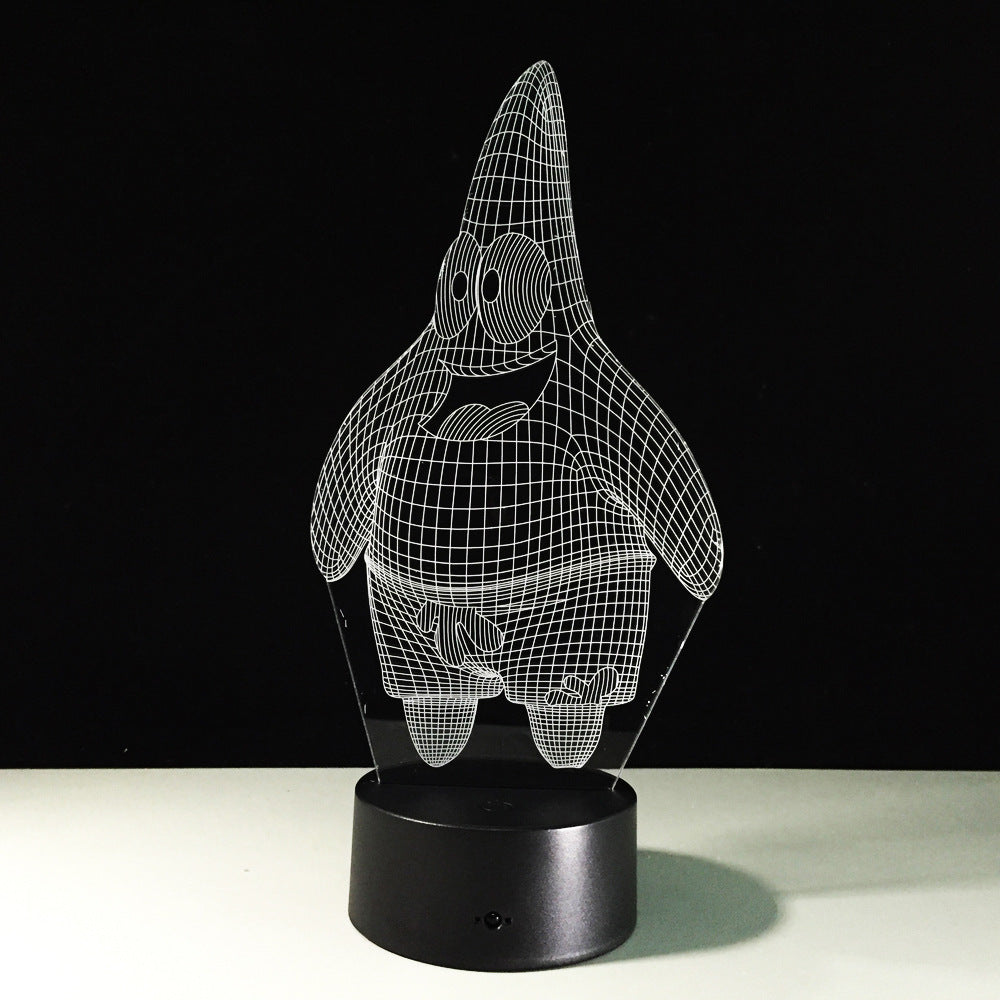 Cartoon Patrick Star Acrylic 7 Colors Desk Lamp 3D Lamp Novelty Led Night Light Spongebob Square Pants LED Vision Stereo Lamp