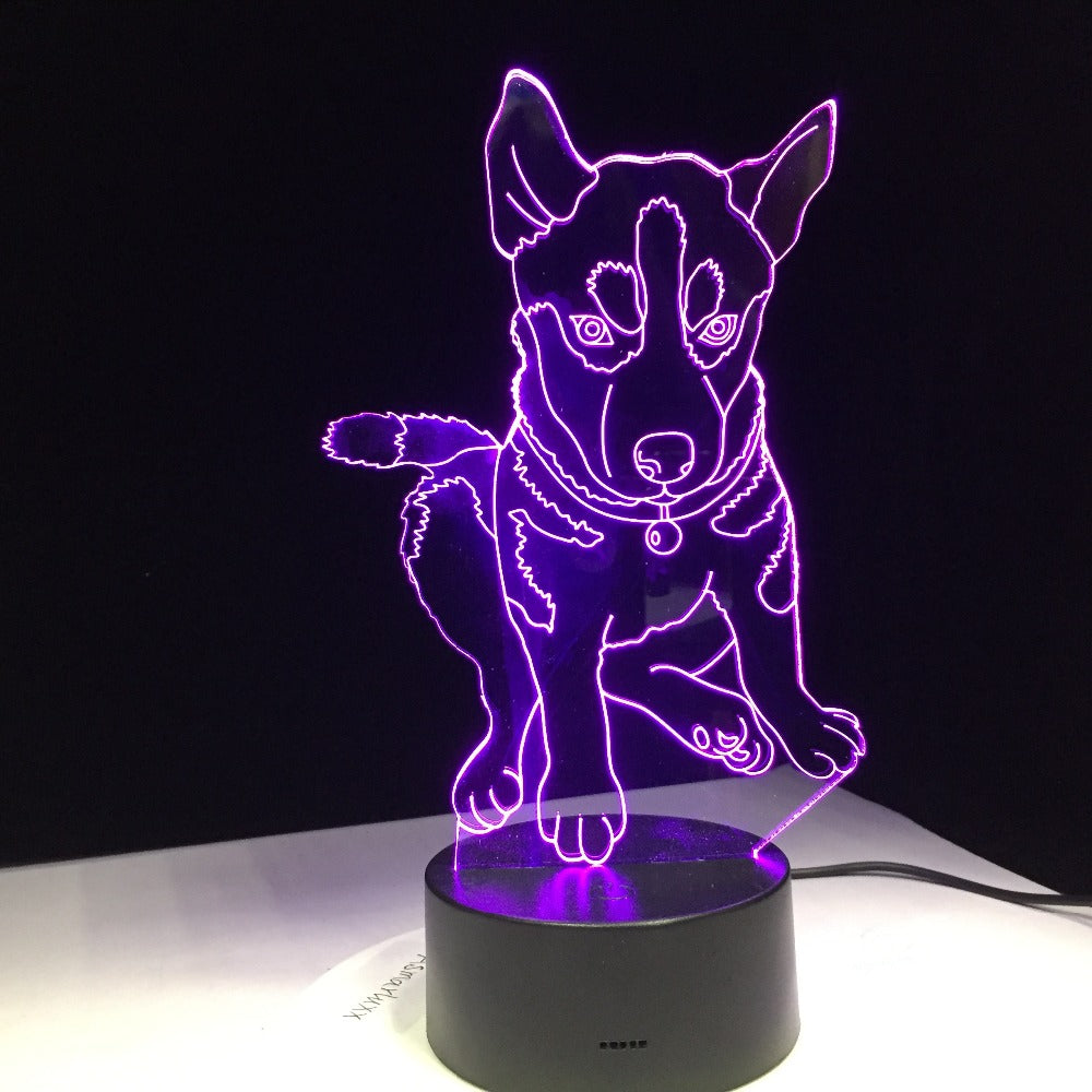 Husky Dog 3D LED lamp 7 Colors Lighting Children's Bedside Sleep Room Table Desk Modelling USB Changing Night Light Decor Gifts