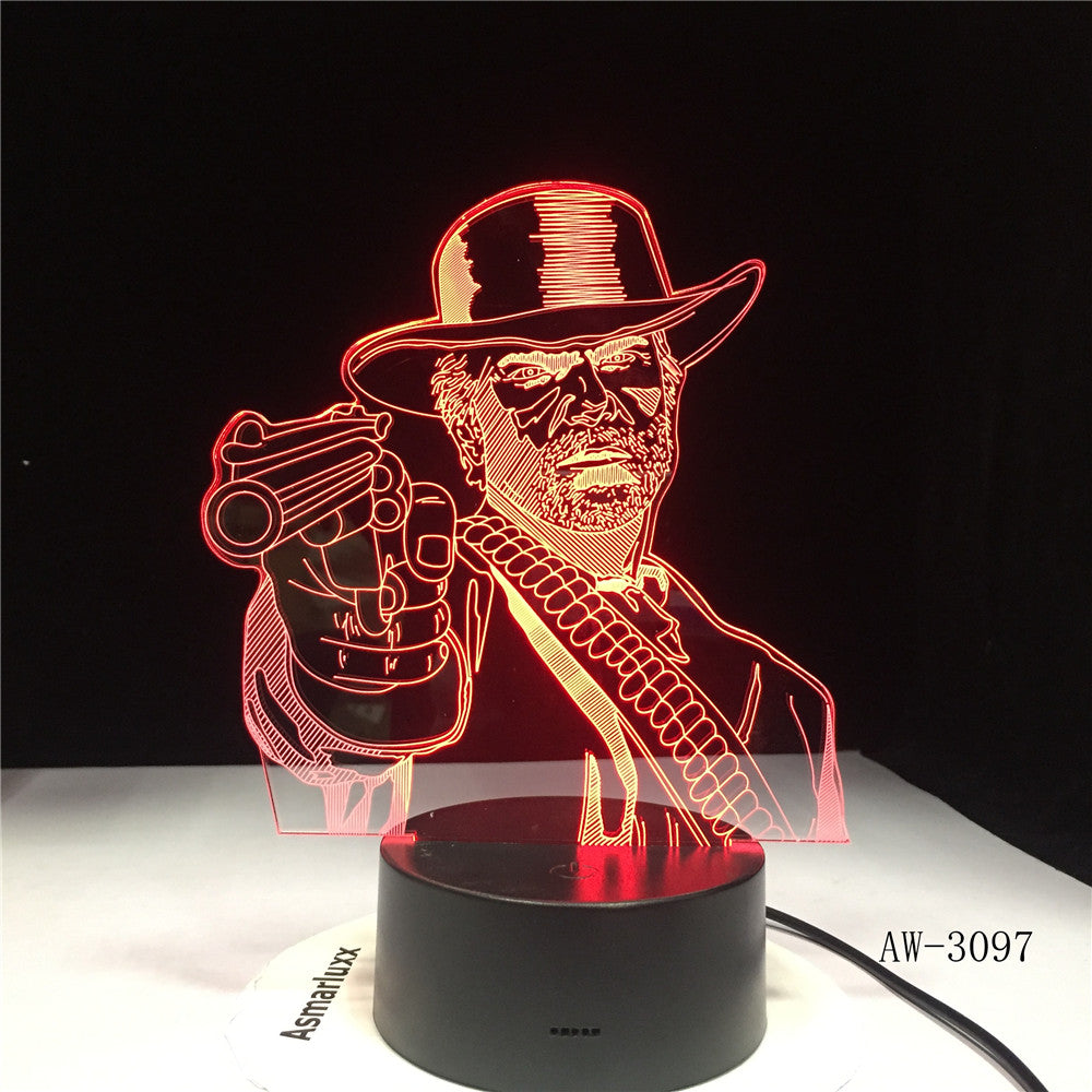 Red Dead Redemption 2 3D Table Lamp Kids Adult LED Colorful Touch Lamp Bedroom Remote Control Night Luminous Game Toys AW-3097