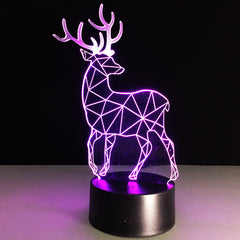 3D Deer Plastic Desk Lamp Table Lights Handcraft LED Night Light Bedroom Christmas Toy 7 Colors Gift USB Plug Drop Shipping