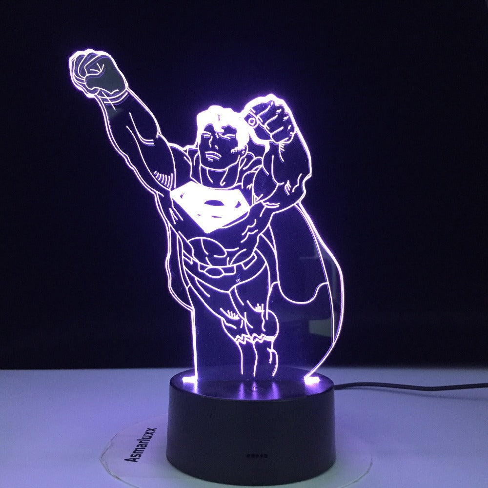 3D-3471 Superman Night Light Lamp 3D Illusion Nightlight for Child Bedroom Decor Usb Battery Powered lamp Awesome Christmas Gift