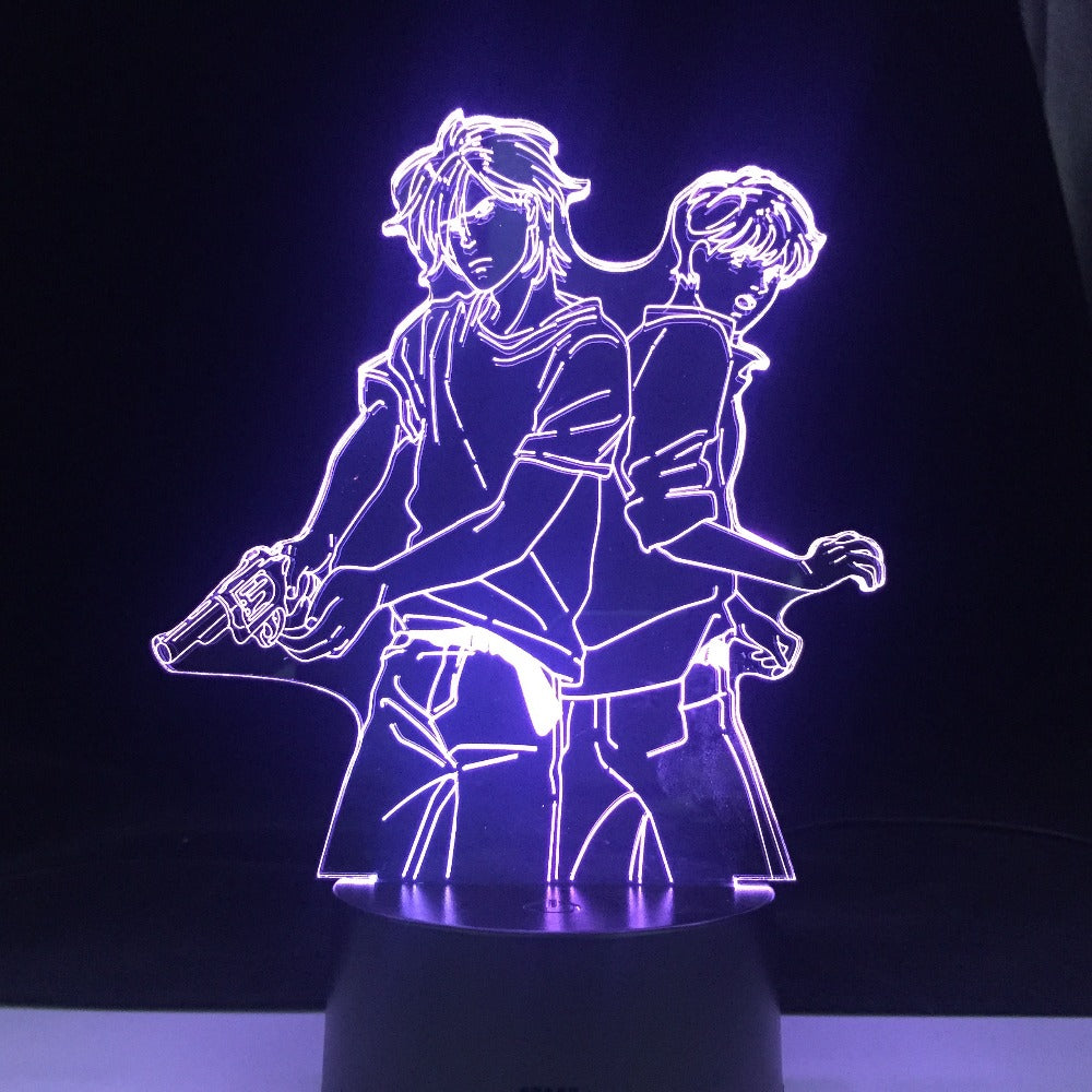 ASH LYNX AND EIJI OKUMURA LED 3d ANIME LAMP BANANA FISH 3D Led 7 Colors Light Japanese Anime Remote Control Base Table Lamp
