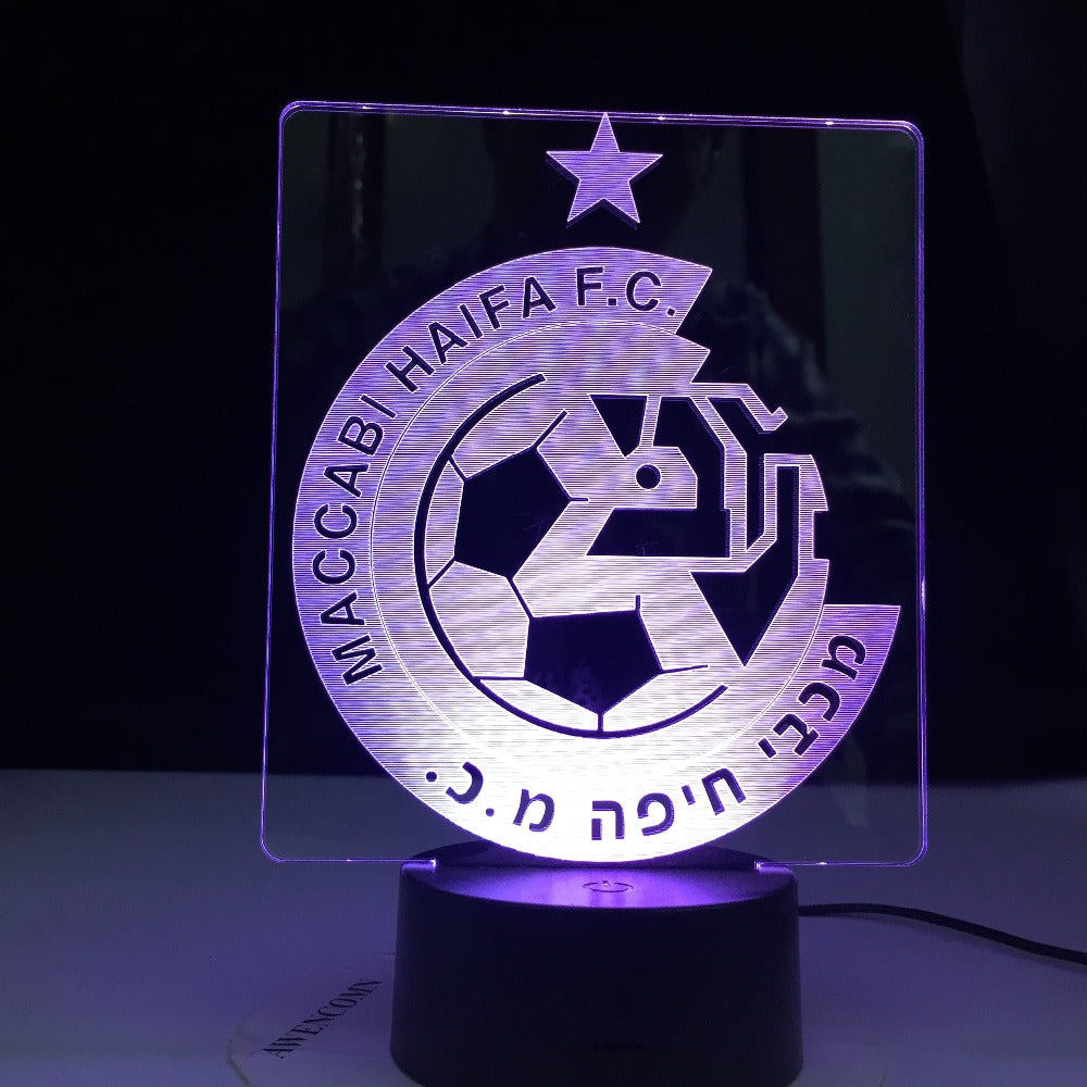 Maccabi haifa F.C Club Soccer 3D LED lamp Table Lamp Acrylic Creative Decorations Bedroom Sleeping Nightlight Gift Dropshipping