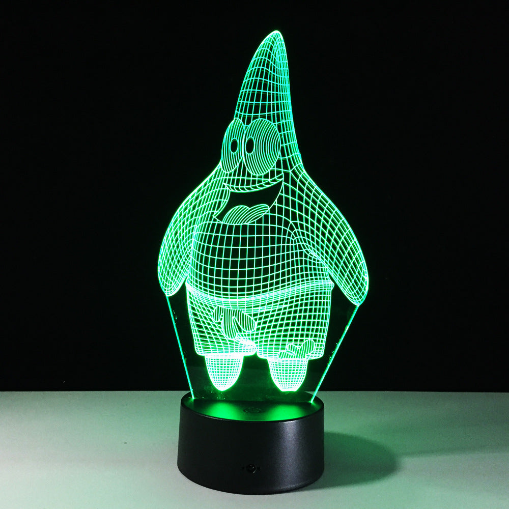 Cartoon Patrick Star Acrylic 7 Colors Desk Lamp 3D Lamp Novelty Led Night Light Spongebob Square Pants LED Vision Stereo Lamp