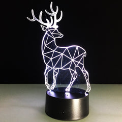 3D Deer Plastic Desk Lamp Table Lights Handcraft LED Night Light Bedroom Christmas Toy 7 Colors Gift USB Plug Drop Shipping