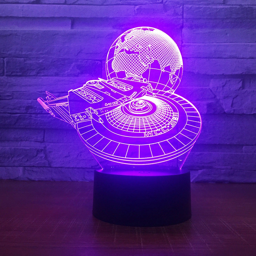 Star Wars Millennium Falcon With Earth 3D LED Lamp Boy Bedroom Night Light Trek Decor Bulbing Kids Toys Child Gift Luminaria