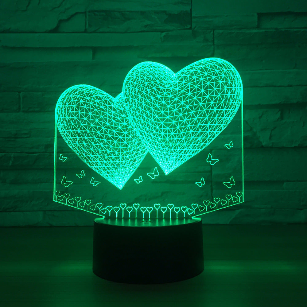 Double Two Heart 3d Lamp 7 Colors Led Night Lamp For Friends Touch Led Usb Table Lampara Lampe Sleeping Nightlight Drop Shipping