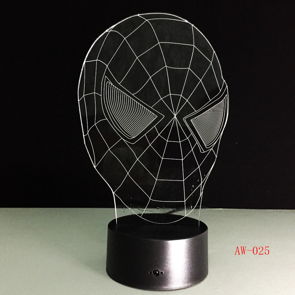 Hot Sale Superhero Figure SpiderMask 3D Lamp Multicolor Led Gradient Night Light Lampara Festival Kid Birthday Gift AW-025