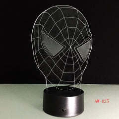 Hot Sale Superhero Figure SpiderMask 3D Lamp Multicolor Led Gradient Night Light Lampara Festival Kid Birthday Gift AW-025