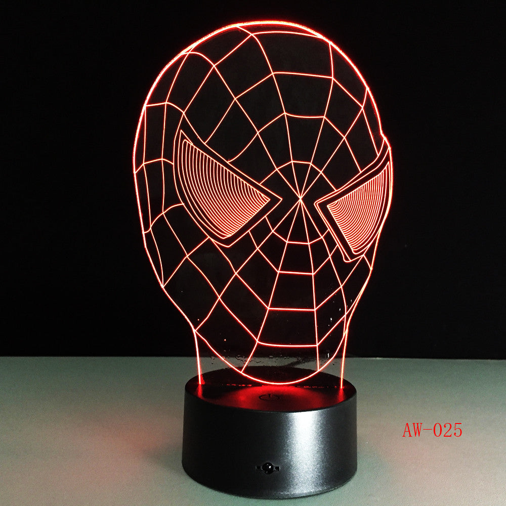 Hot Sale Superhero Figure SpiderMask 3D Lamp Multicolor Led Gradient Night Light Lampara Festival Kid Birthday Gift AW-025