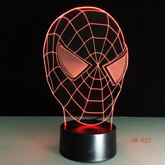 Hot Sale Superhero Figure SpiderMask 3D Lamp Multicolor Led Gradient Night Light Lampara Festival Kid Birthday Gift AW-025