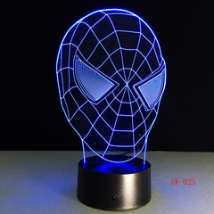 Hot Sale Superhero Figure SpiderMask 3D Lamp Multicolor Led Gradient Night Light Lampara Festival Kid Birthday Gift AW-025