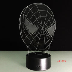 Hot Sale Superhero Figure SpiderMask 3D Lamp Multicolor Led Gradient Night Light Lampara Festival Kid Birthday Gift AW-025