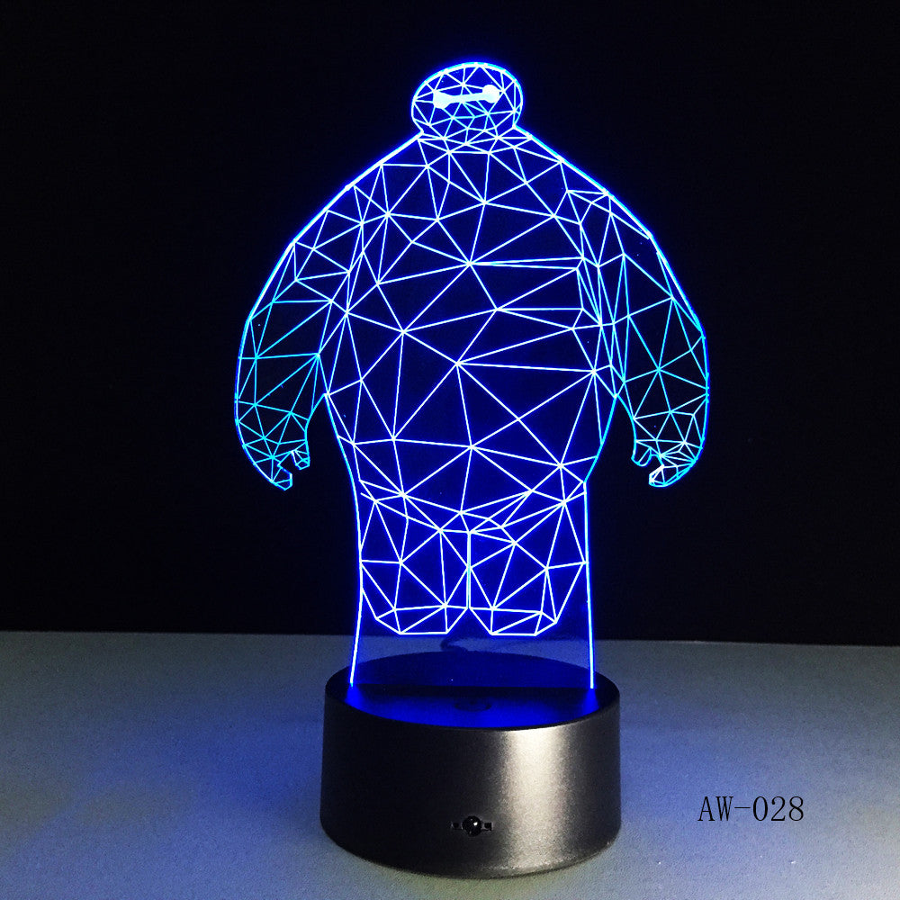 Hero Cartoon Baymax 3D Lamp Night LED Lighting Mulitcolors Holiday Souvenirs Luminaria Kids Toys Table Touch luminaria AW-028