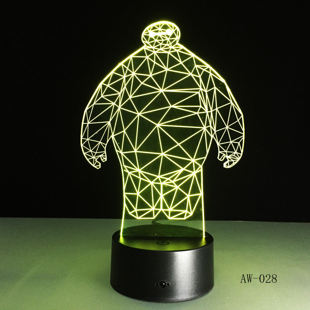 Hero Cartoon Baymax 3D Lamp Night LED Lighting Mulitcolors Holiday Souvenirs Luminaria Kids Toys Table Touch luminaria AW-028