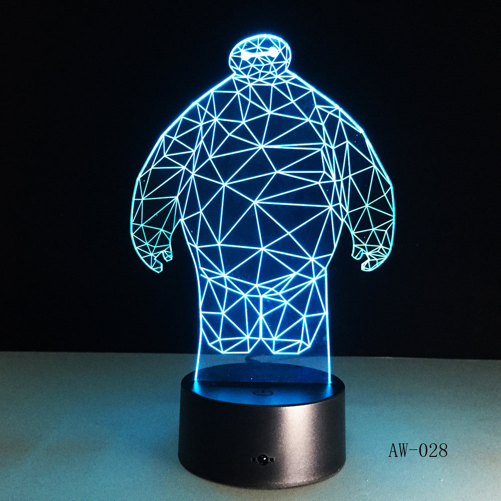 Hero Cartoon Baymax 3D Lamp Night LED Lighting Mulitcolors Holiday Souvenirs Luminaria Kids Toys Table Touch luminaria AW-028