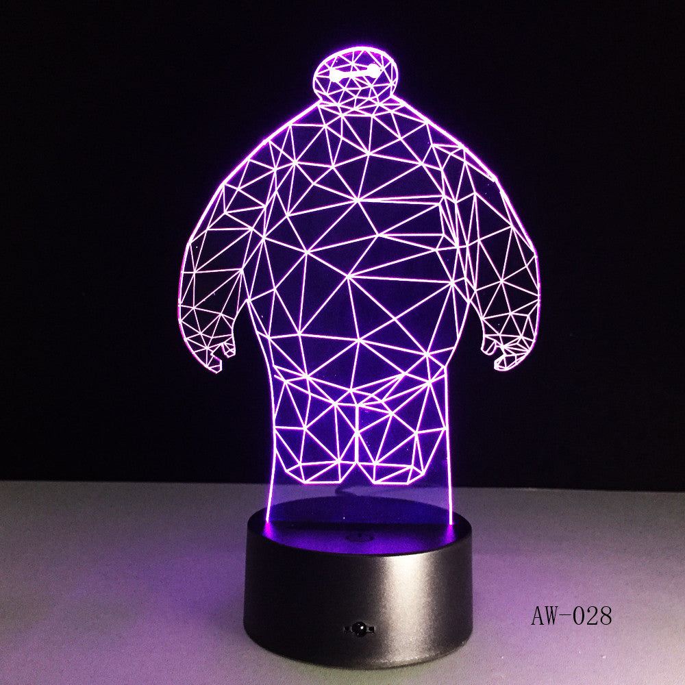 Hero Cartoon Baymax 3D Lamp Night LED Lighting Mulitcolors Holiday Souvenirs Luminaria Kids Toys Table Touch luminaria AW-028