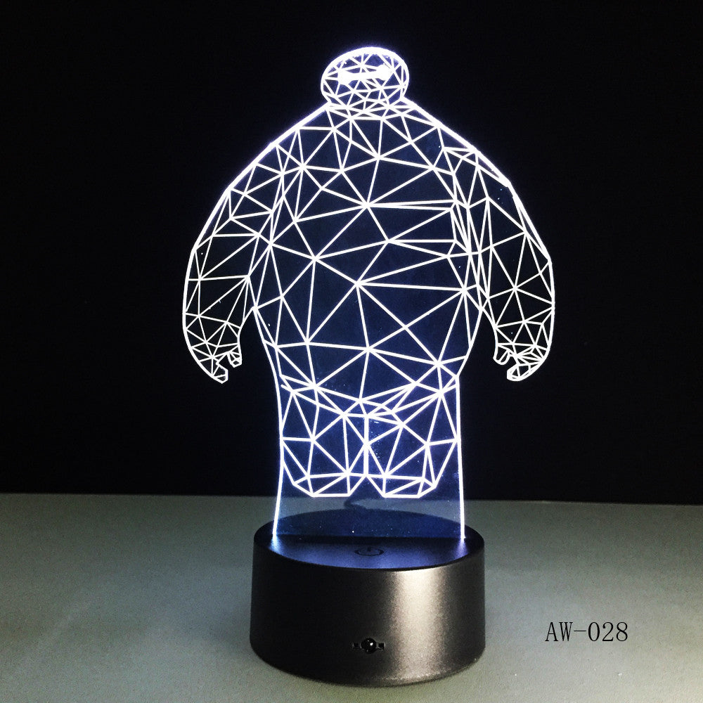 Hero Cartoon Baymax 3D Lamp Night LED Lighting Mulitcolors Holiday Souvenirs Luminaria Kids Toys Table Touch luminaria AW-028