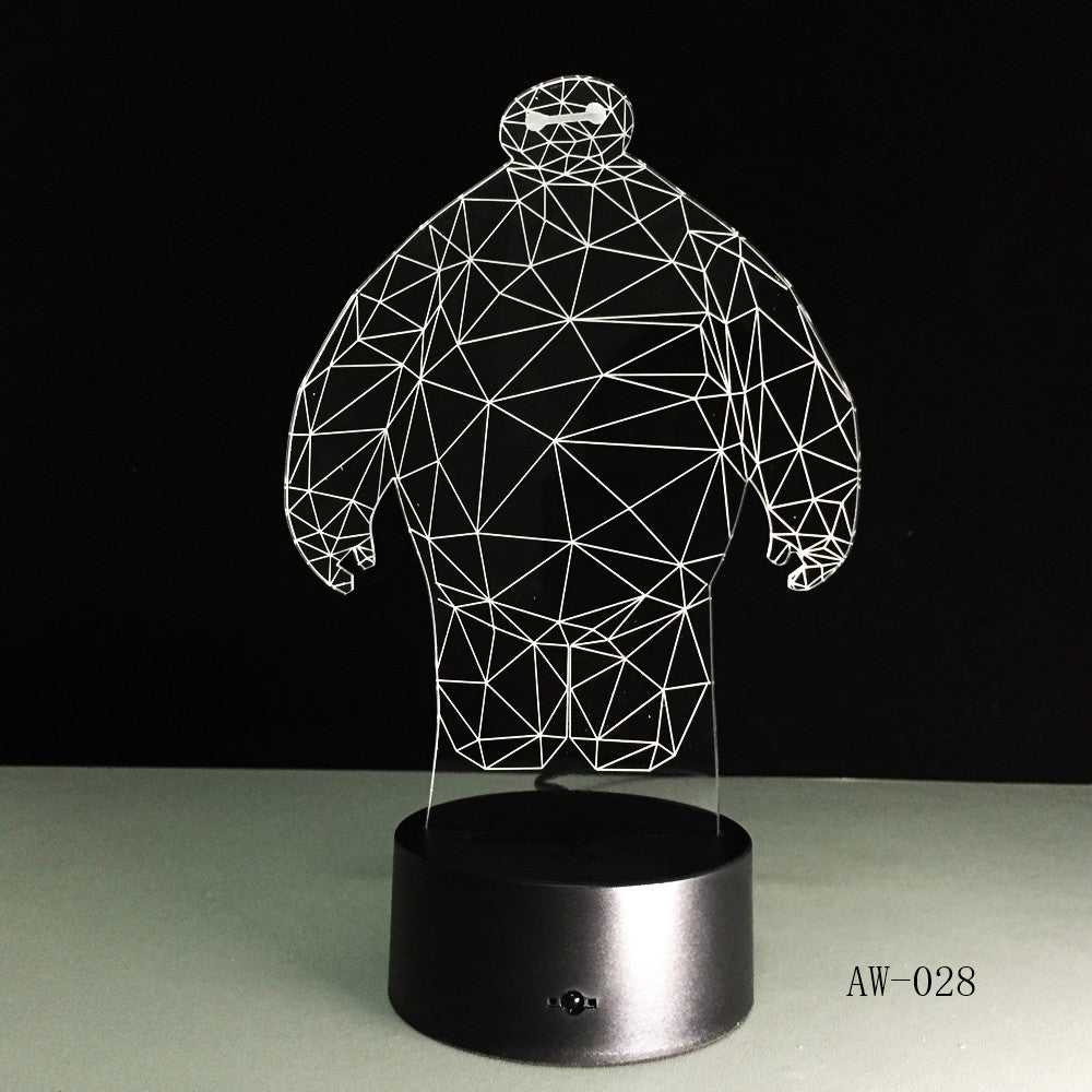 Hero Cartoon Baymax 3D Lamp Night LED Lighting Mulitcolors Holiday Souvenirs Luminaria Kids Toys Table Touch luminaria AW-028