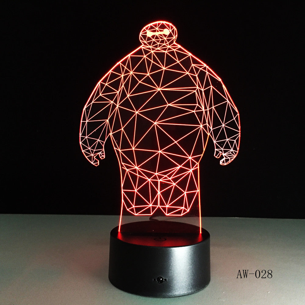 Hero Cartoon Baymax 3D Lamp Night LED Lighting Mulitcolors Holiday Souvenirs Luminaria Kids Toys Table Touch luminaria AW-028