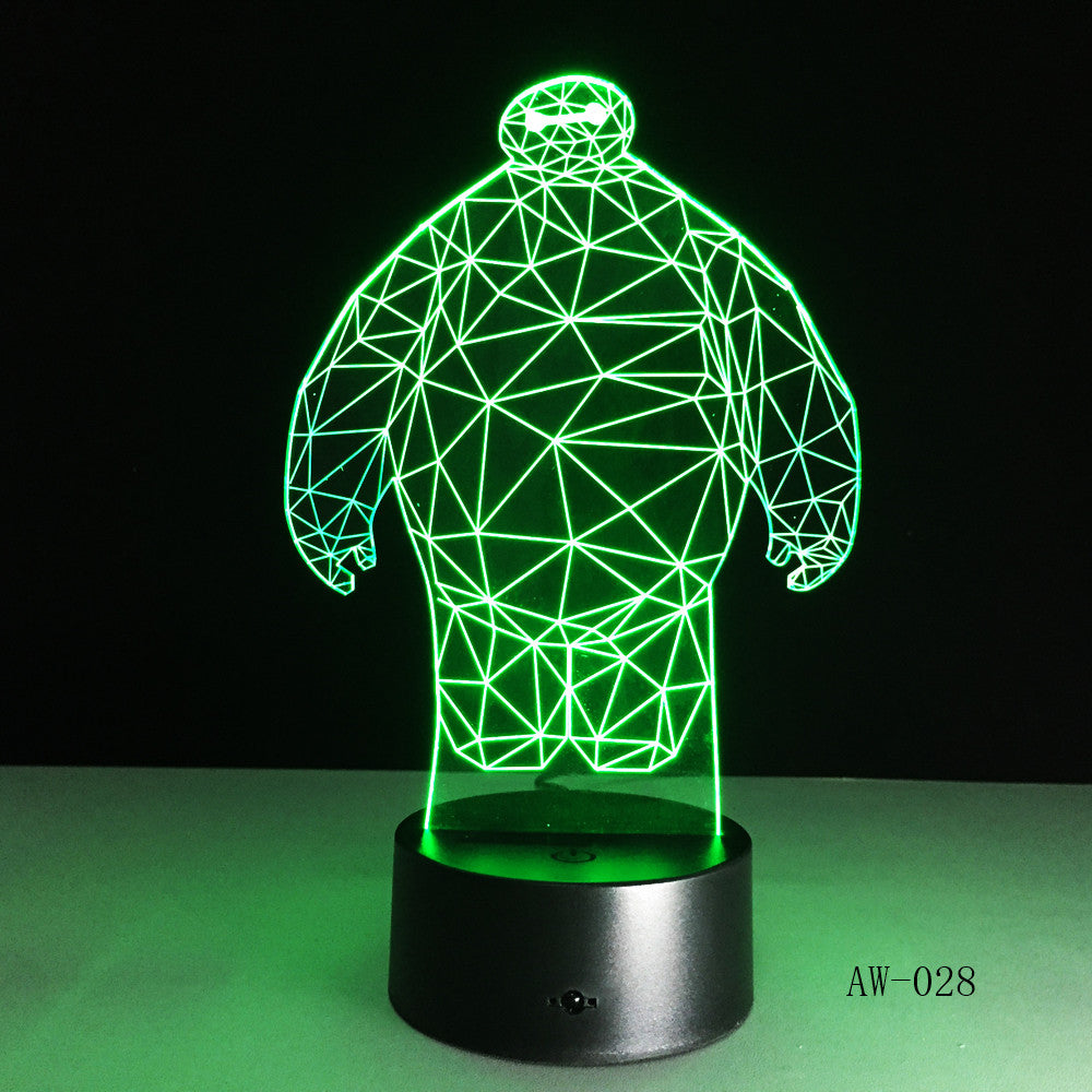 Hero Cartoon Baymax 3D Lamp Night LED Lighting Mulitcolors Holiday Souvenirs Luminaria Kids Toys Table Touch luminaria AW-028