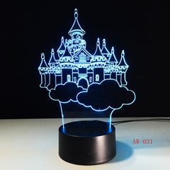Castle Shape 3D LED Table Lamp Night Lights LED Illusion Lighting for Children Bedroom Wedding Decoration Birthdays Gift AW-031