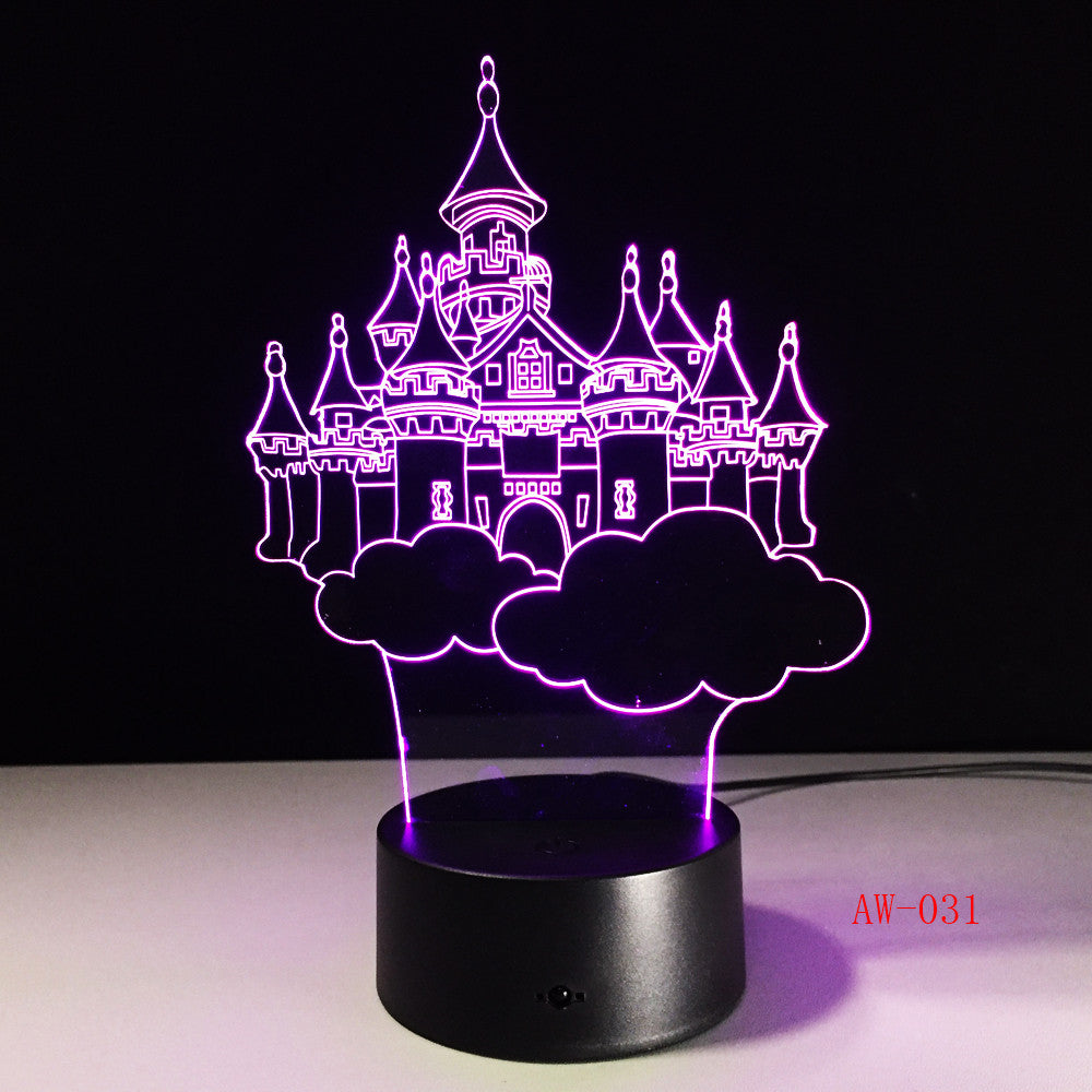 Castle Shape 3D LED Table Lamp Night Lights LED Illusion Lighting for Children Bedroom Wedding Decoration Birthdays Gift AW-031
