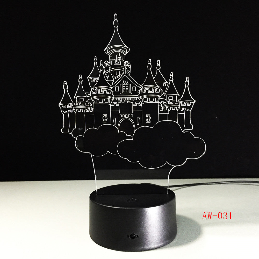 Castle Shape 3D LED Table Lamp Night Lights LED Illusion Lighting for Children Bedroom Wedding Decoration Birthdays Gift AW-031