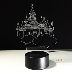 Castle Shape 3D LED Table Lamp Night Lights LED Illusion Lighting for Children Bedroom Wedding Decoration Birthdays Gift AW-031