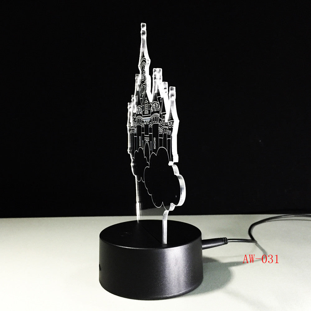 Castle Shape 3D LED Table Lamp Night Lights LED Illusion Lighting for Children Bedroom Wedding Decoration Birthdays Gift AW-031