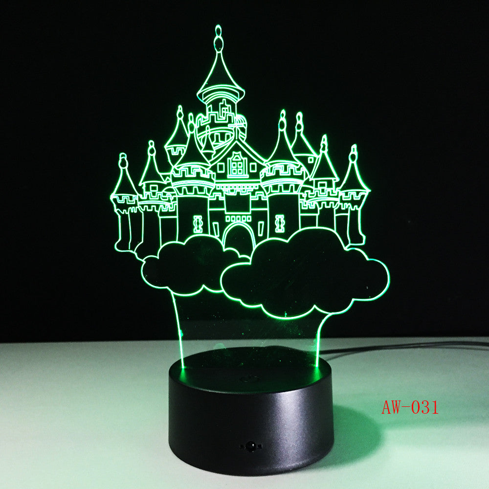 Castle Shape 3D LED Table Lamp Night Lights LED Illusion Lighting for Children Bedroom Wedding Decoration Birthdays Gift AW-031