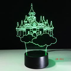 Castle Shape 3D LED Table Lamp Night Lights LED Illusion Lighting for Children Bedroom Wedding Decoration Birthdays Gift AW-031