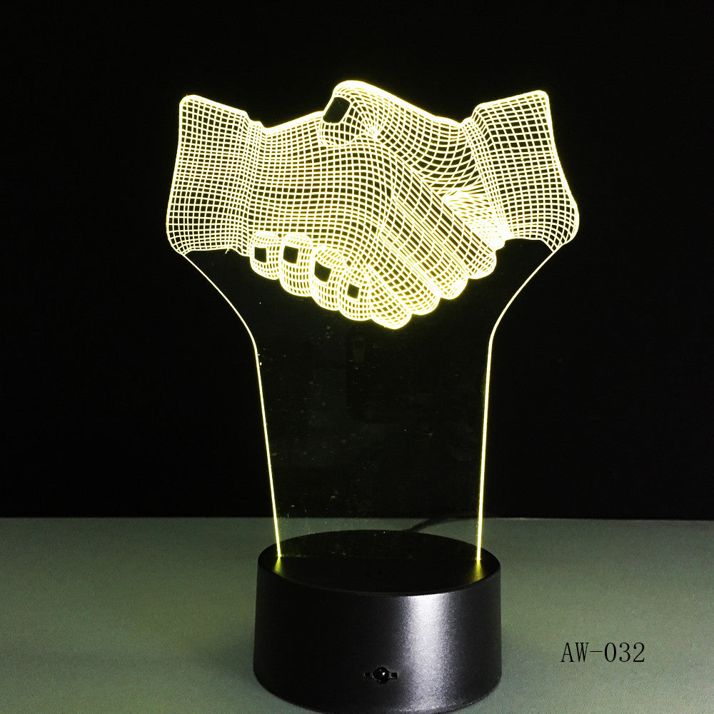 Hand Shake 3d Visual Illusion Lamp Transparent Acrylic Night Light Led Fairy Lampa Color Changing Touch Table Bulbing AW-032