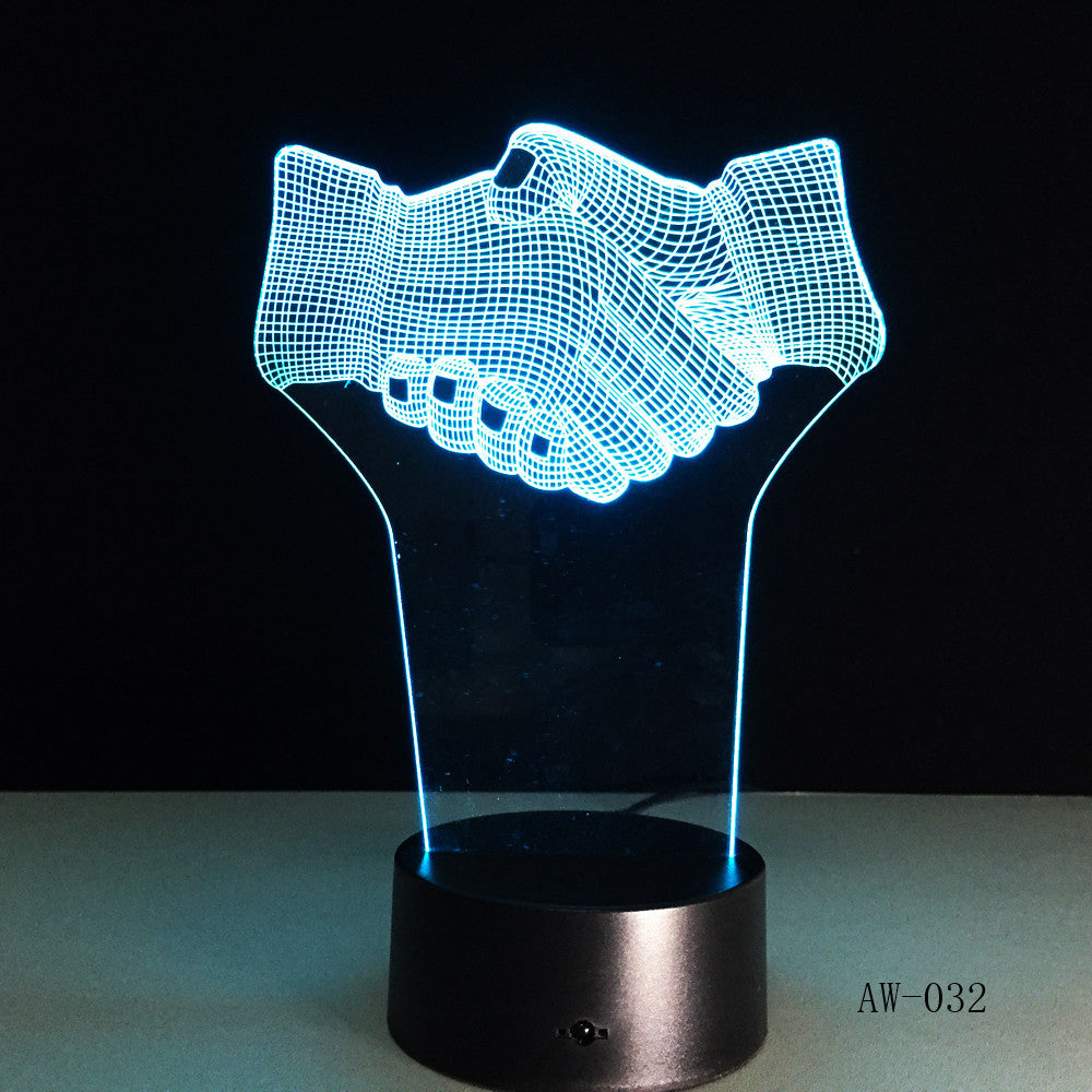Hand Shake 3d Visual Illusion Lamp Transparent Acrylic Night Light Led Fairy Lampa Color Changing Touch Table Bulbing AW-032