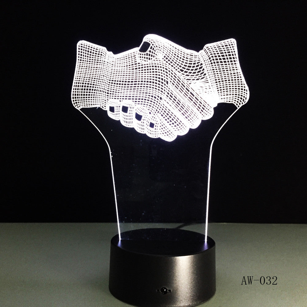 Hand Shake 3d Visual Illusion Lamp Transparent Acrylic Night Light Led Fairy Lampa Color Changing Touch Table Bulbing AW-032