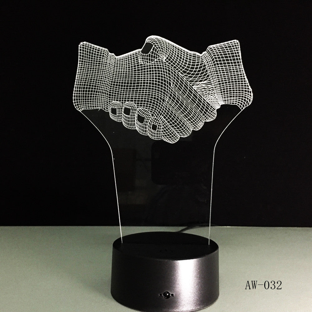 Hand Shake 3d Visual Illusion Lamp Transparent Acrylic Night Light Led Fairy Lampa Color Changing Touch Table Bulbing AW-032