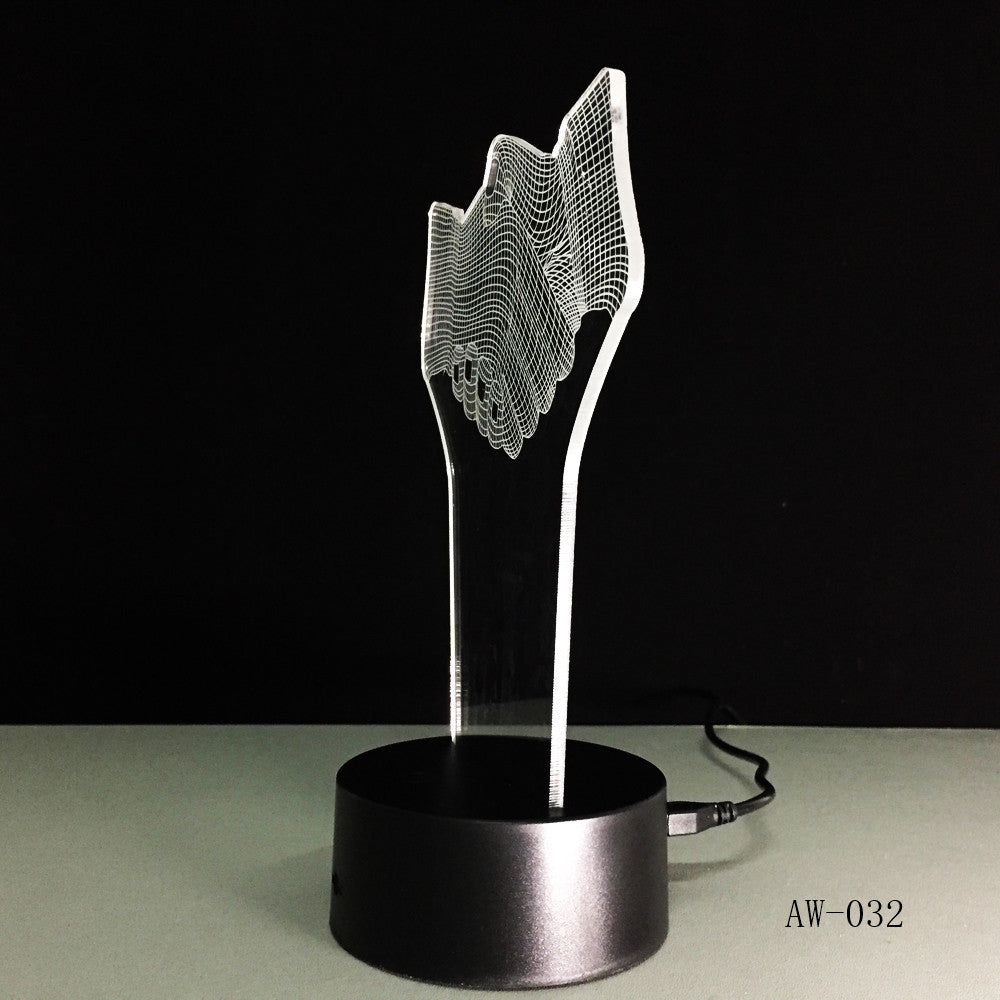 Hand Shake 3d Visual Illusion Lamp Transparent Acrylic Night Light Led Fairy Lampa Color Changing Touch Table Bulbing AW-032
