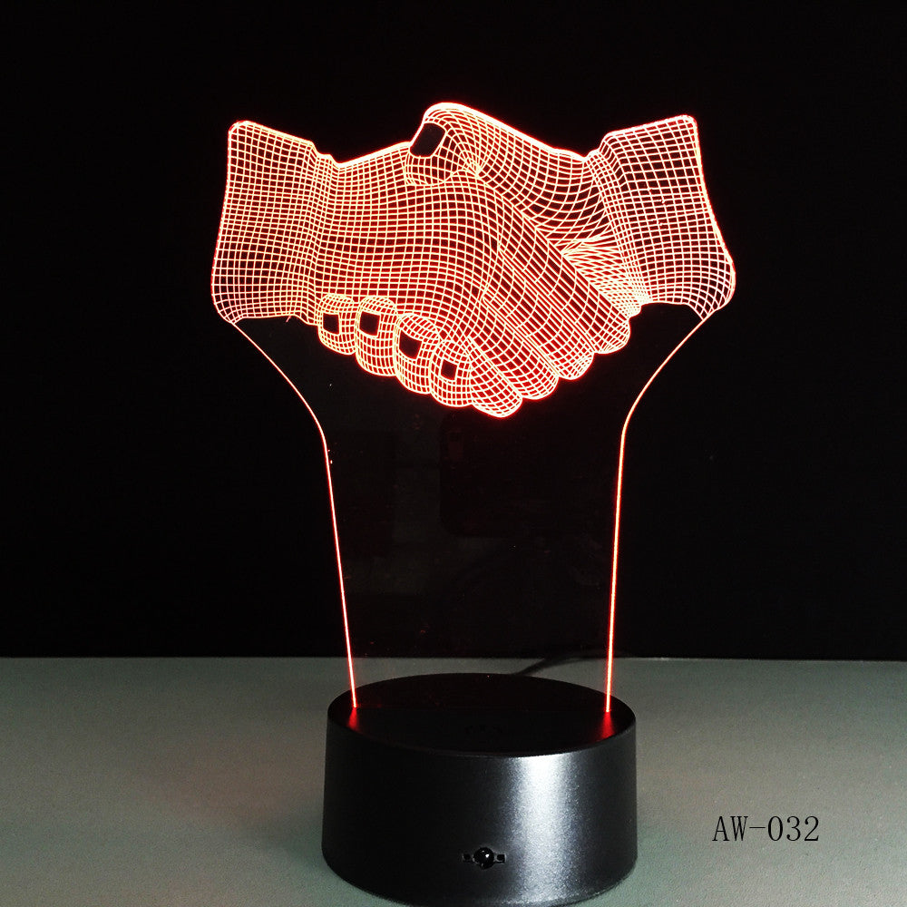 Hand Shake 3d Visual Illusion Lamp Transparent Acrylic Night Light Led Fairy Lampa Color Changing Touch Table Bulbing AW-032